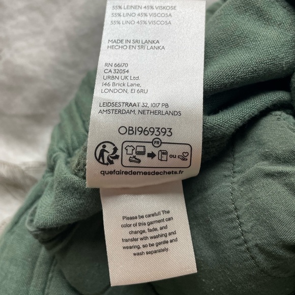 Anthropologie Pilcro Slim Linen Cargo Beach Pants XS Olive Green Baggy Relaxed - Picture 6 of 9